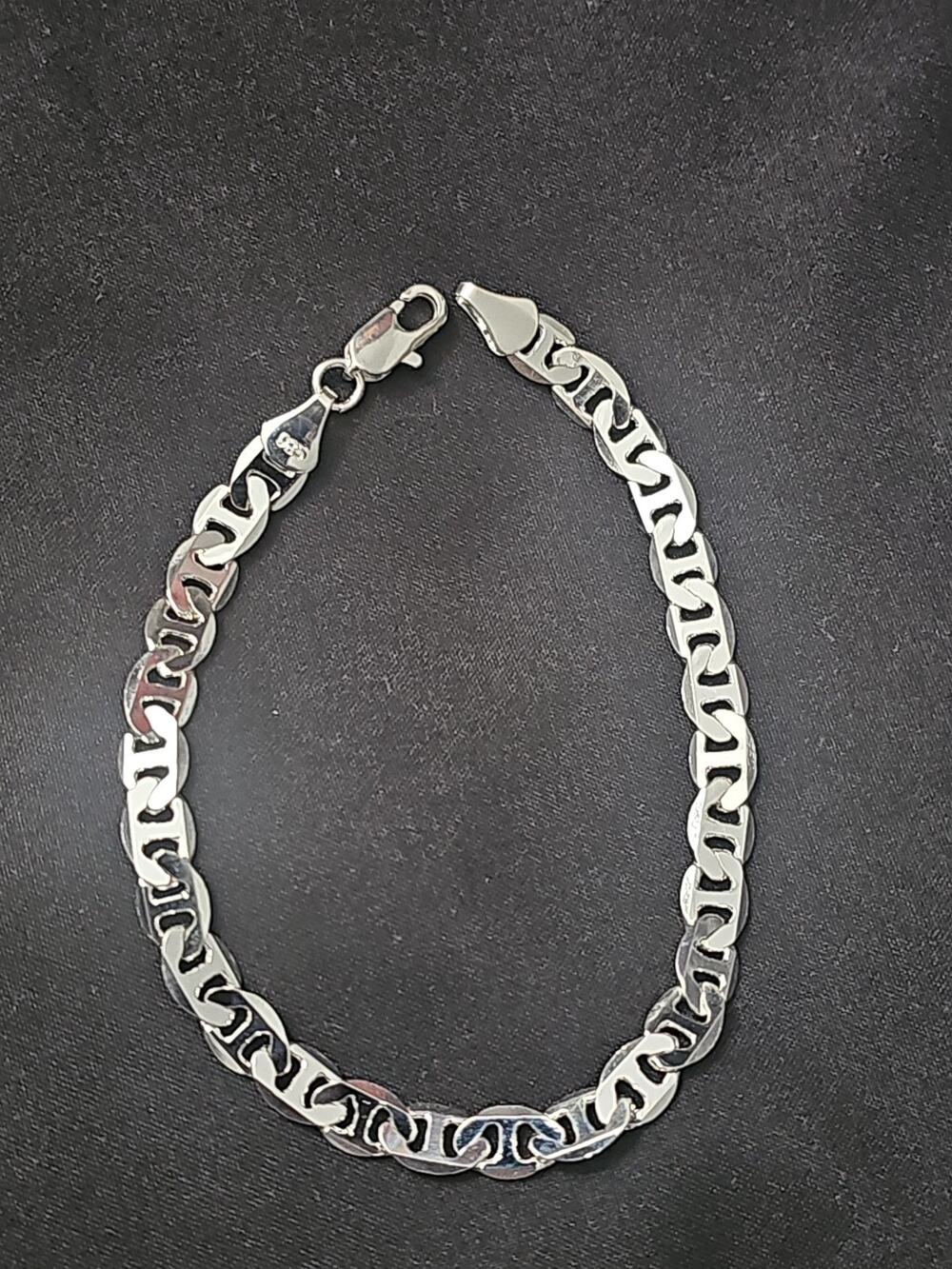 8in. 925 silver plated brass-5.6mm Mariner Bracelet